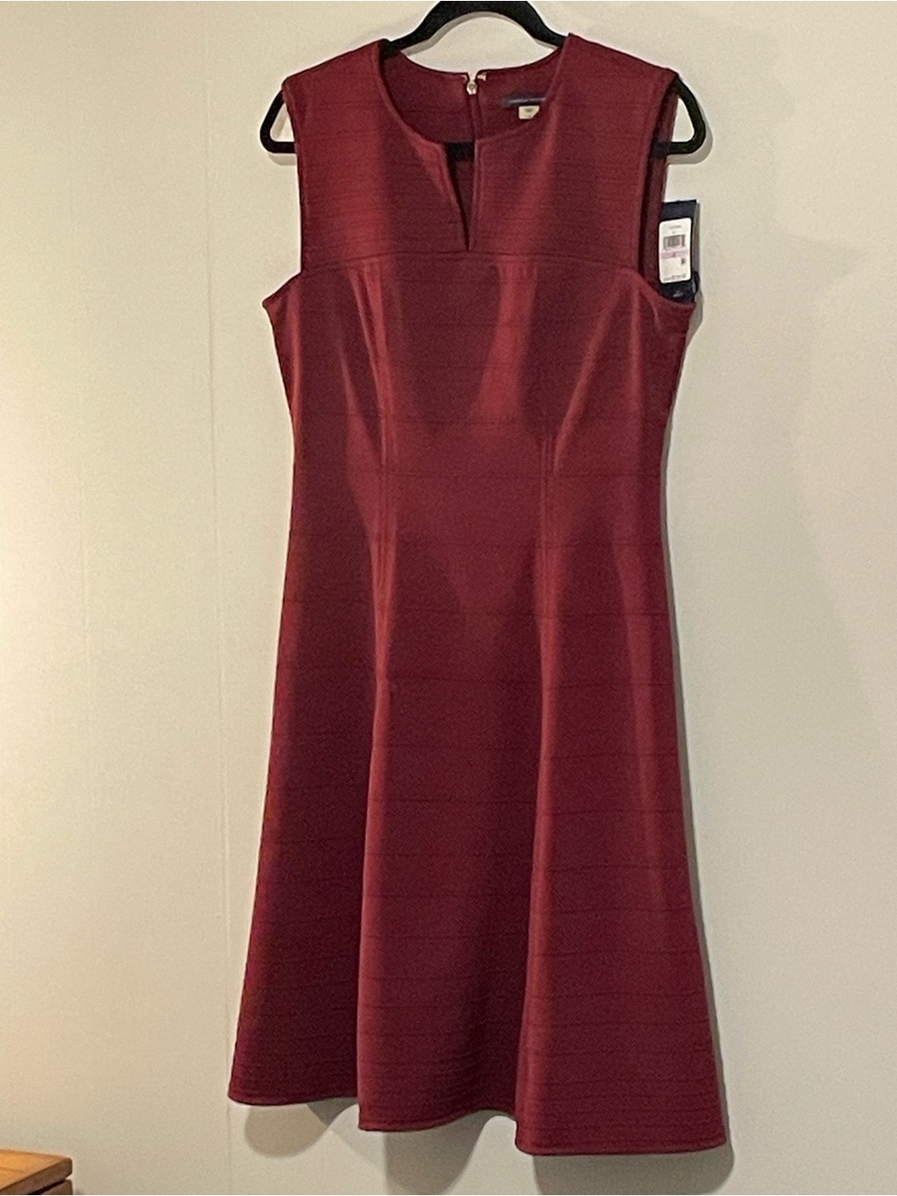 Tommy Hilfiger Sleeveless Wine Midi Fit-and-Flare Dress